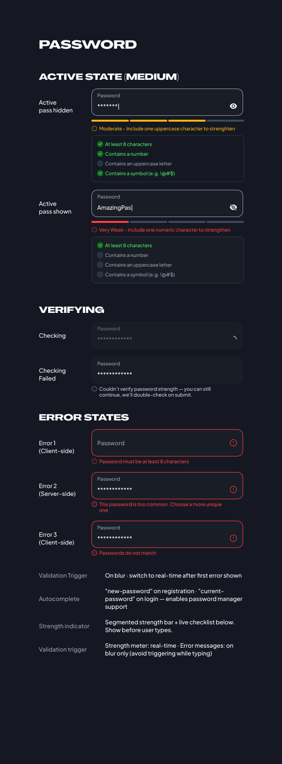 Dynamic states sheet: field · password