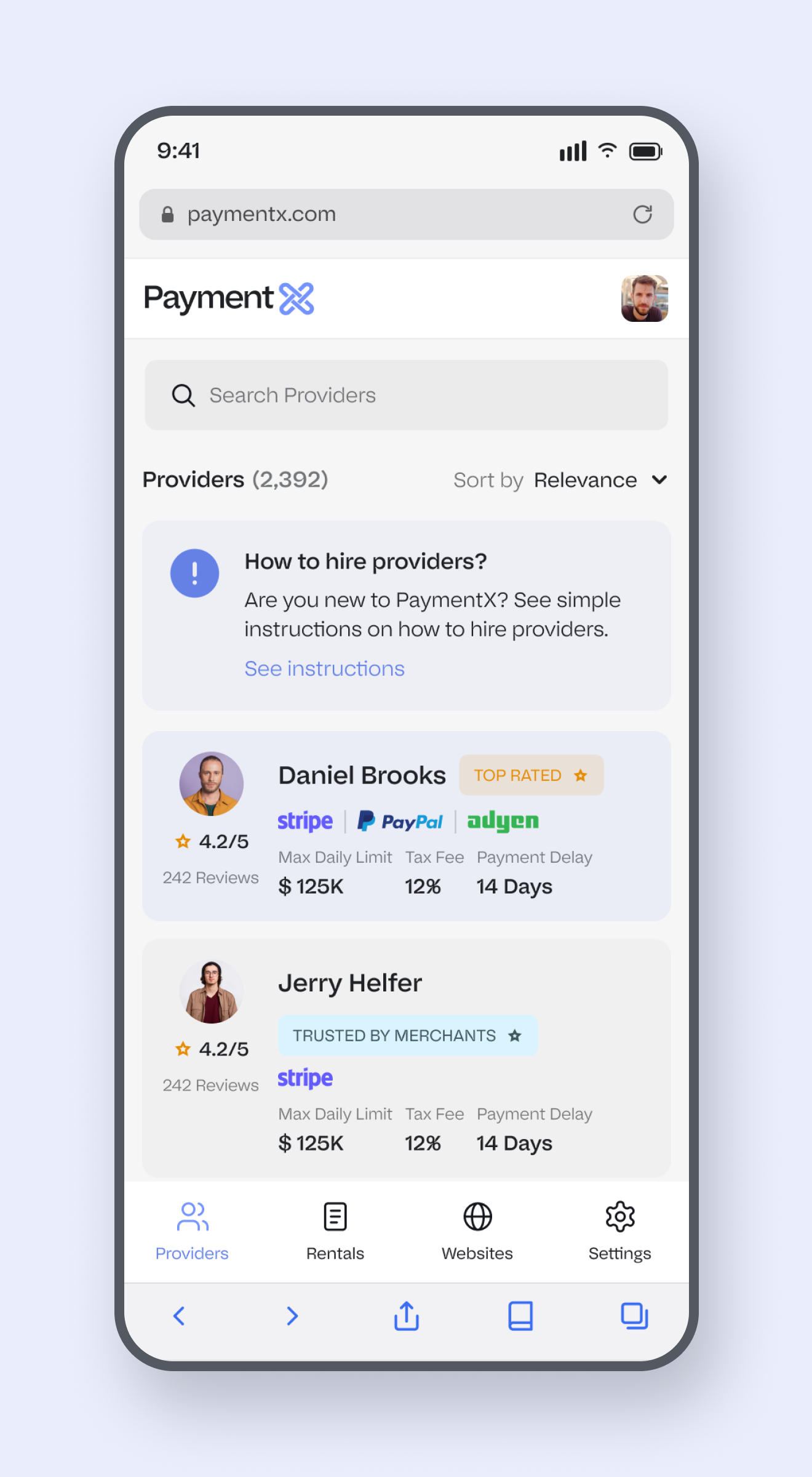 The provider directory at 390 wide