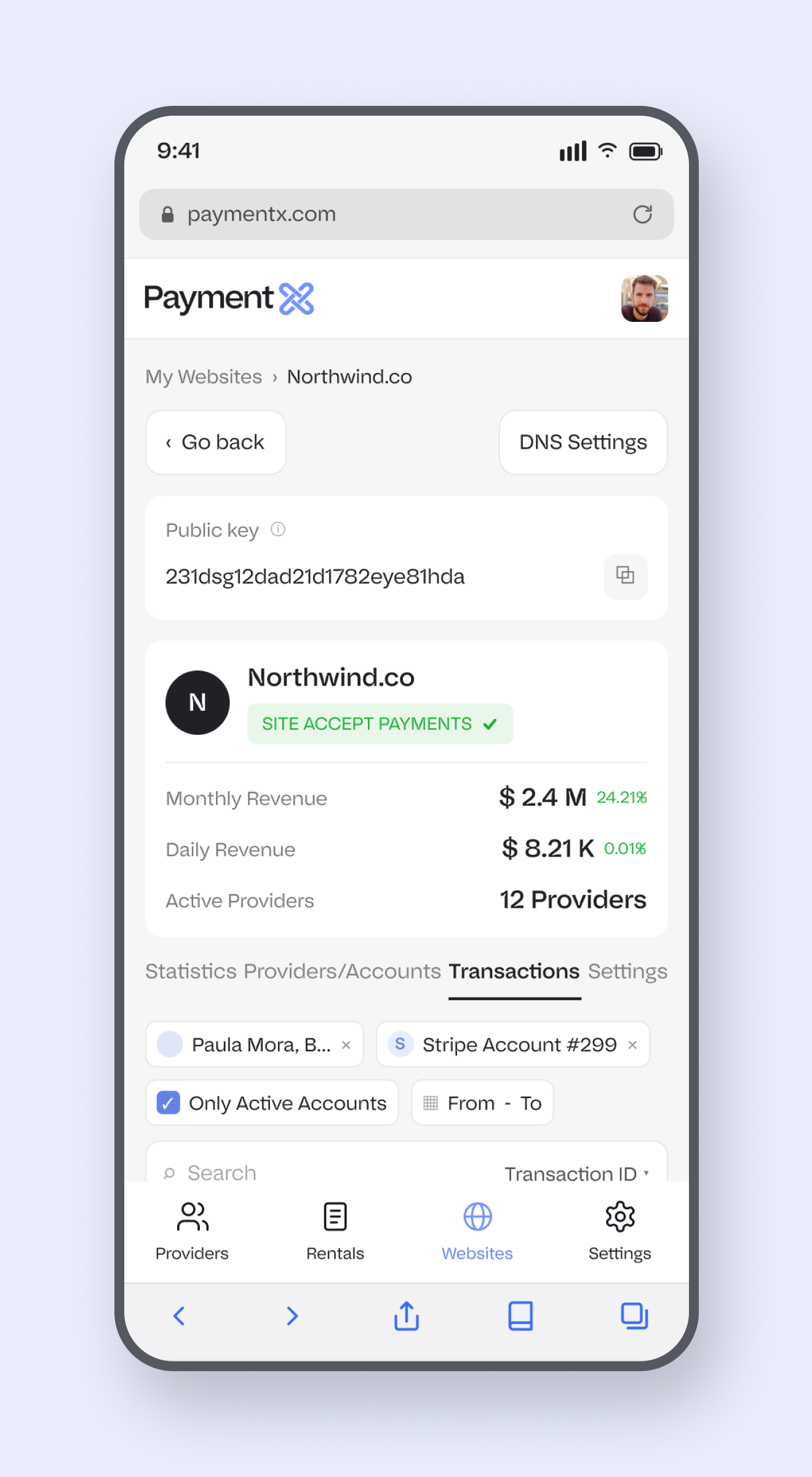 The merchant's transactions at 390 wide